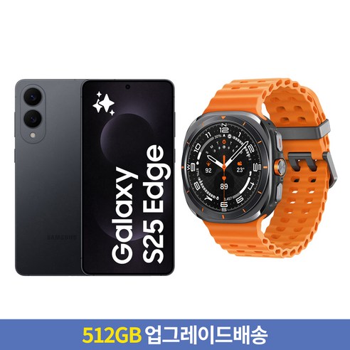 [256GB → 512GB 업그레이드] 삼성전자 갤럭시 S25 Edge 자급제 SM-S937N + 갤럭시 워치 울트라 47mm LTE, 티타늄 제트블랙, 256GB, 워치 울트라 티타늄 그레이