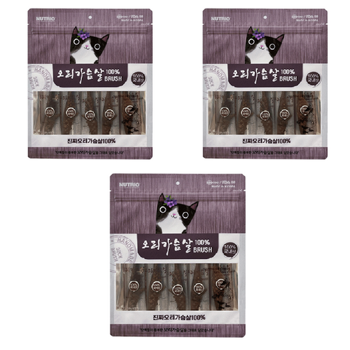뉴트리오 고양이 순살 가슴살 브러쉬 5p, 3개, 35g, 오리고기맛