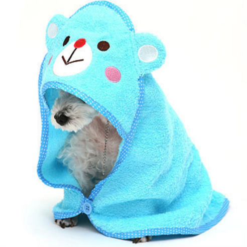 펫스타일 애니멀 팜 타올/가운, 블루 곰돌이, L, 1개