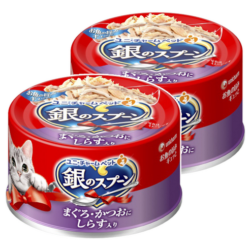 긴노스푼 고양이 간식캔, 혼합맛(참치/가다랑어/멸치맛), 70g, 2개