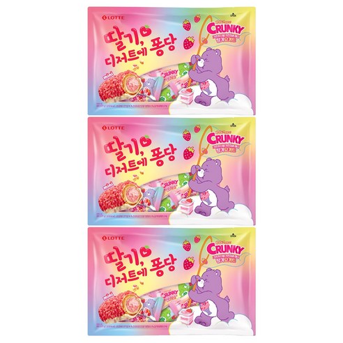 크런키 더블크런치바 딸기요거트 랜덤발송, 377g, 3개