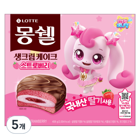 몽쉘 캐치티니핑 스트로베리, 5개, 408g