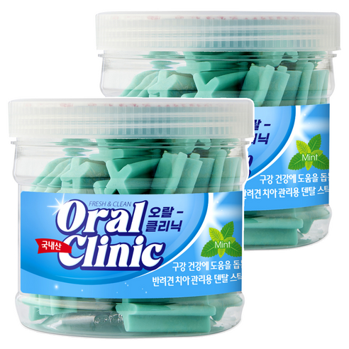 슈퍼츄 강아지 오랄클리닉 덴탈껌, 민트, 300g, 2개