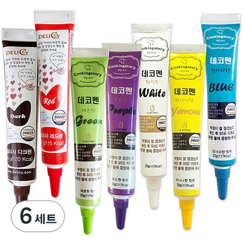 쿠킹스토리 데코펜 7종 세트, 6세트, 20g