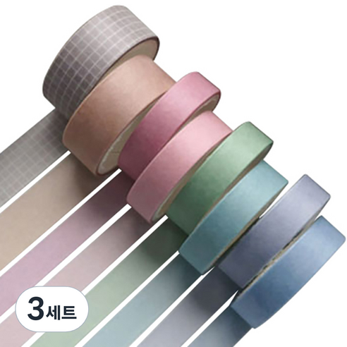 미빌 문구 베이직 패턴 마스킹 테이프 8종 세트, 샴페인, 3세트