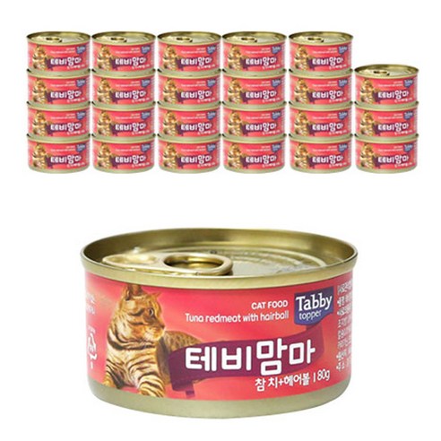 테비맘마 고양이캔 참치 80g, 참치 + 헤어볼 혼합맛, 24개입