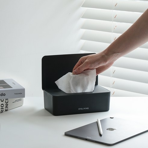 스토리빙 물티슈 보관 케이스 디스펜서 박스, 소형 블랙 리뷰 물티슈케이스