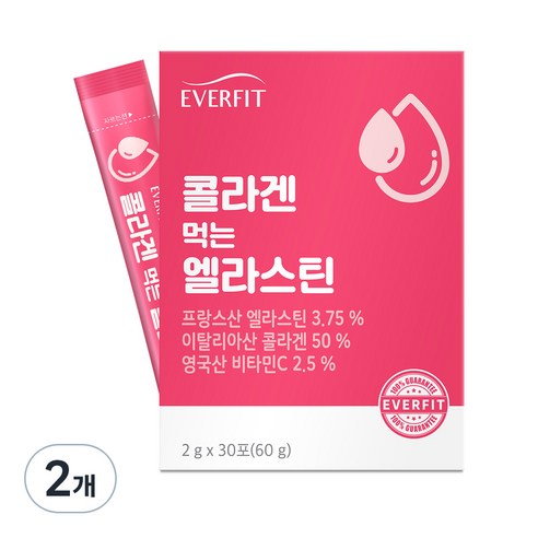 내츄럴플러스 에버핏 콜라겐 먹는 엘라스틴 30p, 60g, 2개