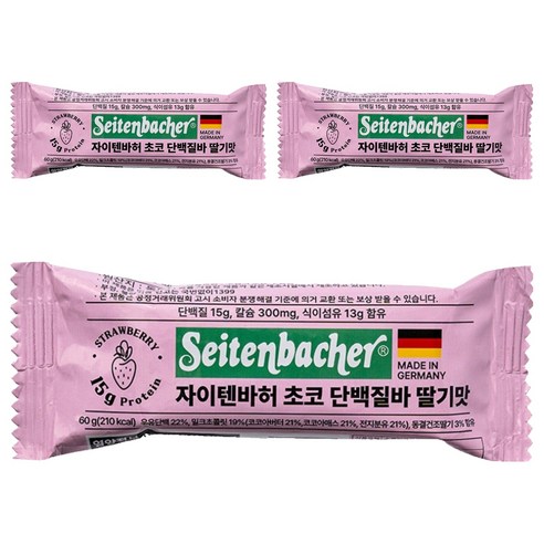 자이텐바허 초코 단백질바 딸기맛, 60g, 3개