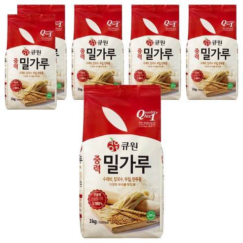 큐원 중력 밀가루, 3kg, 6개