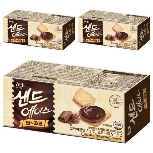 해태제과 샌드에이스 찐초코, 68g, 3개