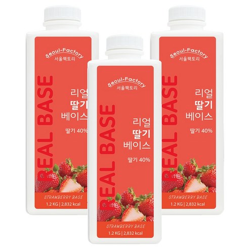 서울팩토리 리얼 딸기 베이스, 3개, 1.2kg