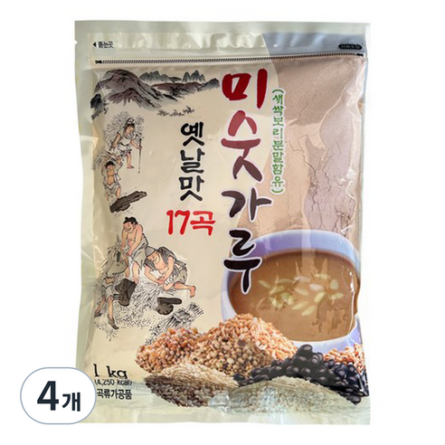 더해담 새싹보리 17곡 미숫가루, 1kg, 4개