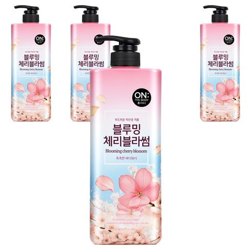 온더바디 플라워 약산성 퍼퓸 바디워시 블루밍 체리블라썸 향, 900g, 4개
