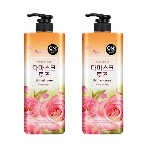 온더바디 플라워 약산성 퍼퓸 바디워시 다마스크 로즈, 875ml, 2개