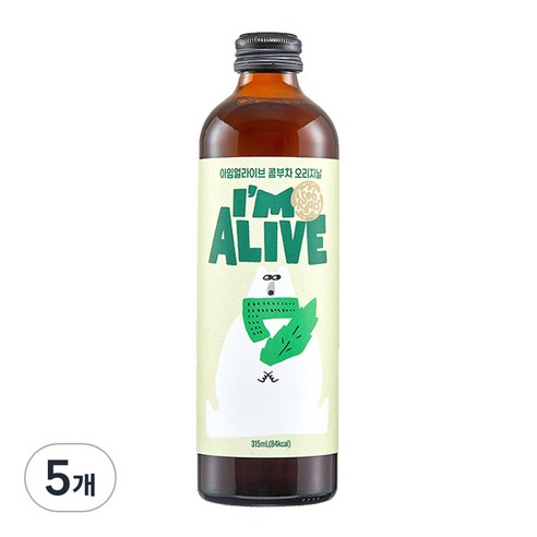 아임얼라이브 콤부차 유리병 오리지날, 315ml, 5개