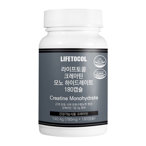 라이프토콜 크레아틴 모노 하이드레이트 140.4g, 1개, 180캡슐