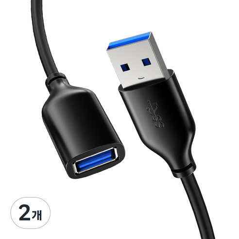 케이블타임 USB 3.0 고속 연장케이블 CA11 블랙, 2개, 0.5m