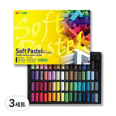 문교 사각 파스텔 MPS-64 랜덤발송, 64색, 3세트