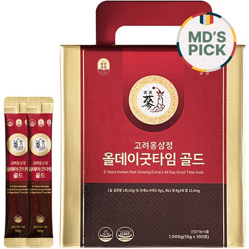   풍년보감 6년근 고려홍삼정 올데이굿타임 골드 진세노사이드 15mg 홍삼스틱 100포, 1000g, 1개