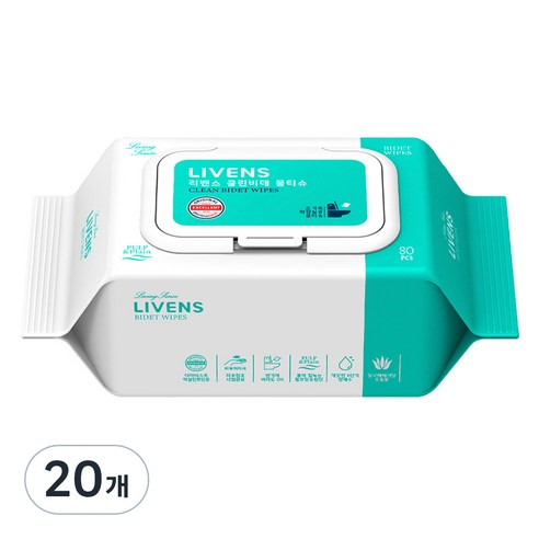 리벤스 소프트 클린 화장실 비데티슈 캡형, 55g, 80매, 20개