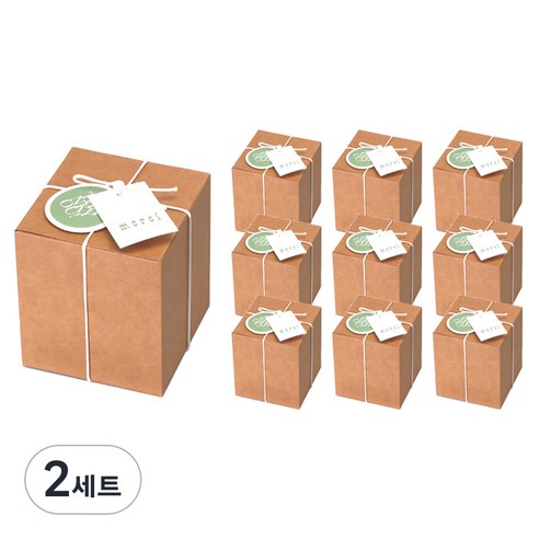 인디케이 패키지 상자 소 10p + 완충재 10p + 왁스끈 + 스티커 2종 x 10p + 텍 2종 x 10p 세트, 크라프트(상자), 2세트