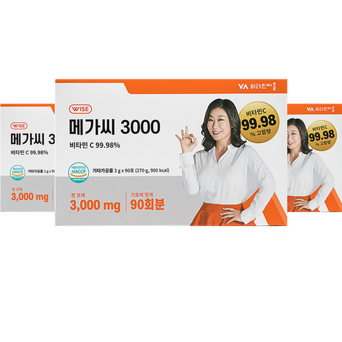 비타민마을 메가씨 3000 비타민C 분말 스틱, 270g, 3개