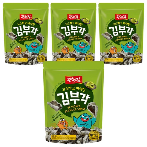 광천김 고소하고 바삭한 김부각 와사비맛, 50g, 4개