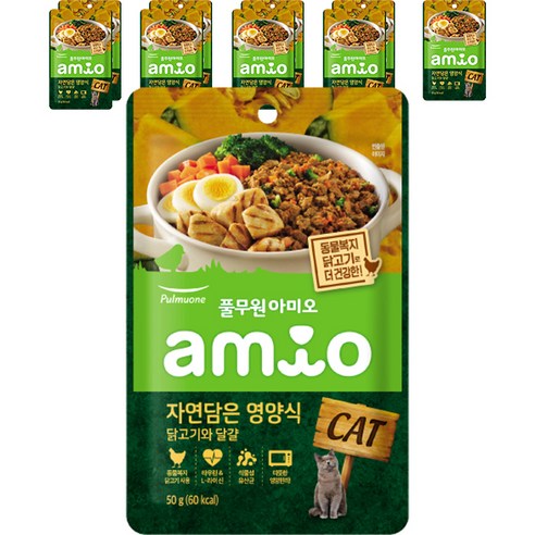 풀무원아미오 고양이 자연담은 영양식 닭고기와 달걀, 닭, 50g, 10개