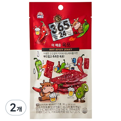 해표 365 24 더 매운 육포, 30g, 2개