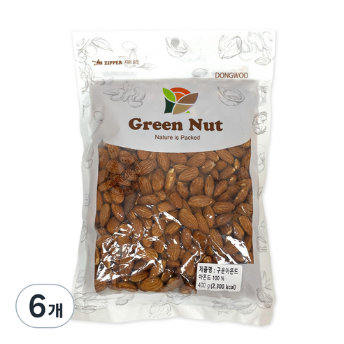 그린너트 구운 아몬드, 400g, 6개