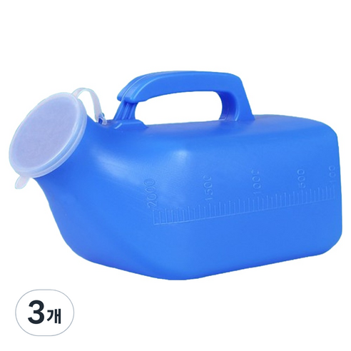 파인에코 남자 이동식 휴대용 소변통 중 1200ml, 블루, 3개