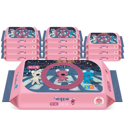 페넬로페 바이탈 플러스 루이사 저자극 아기물티슈 휴대용 캡형, 30매, 12팩