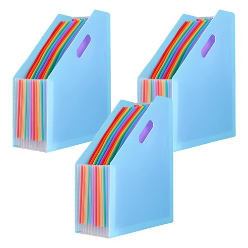알로데 무지개 아코디언 13포켓 A4 서류 정리함 32.3 x 25.5 x 2 cm, 03 스카이, 3개