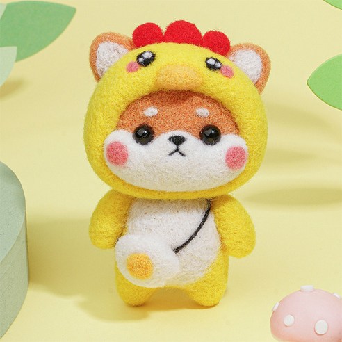 심플라인 양모펠트 DIY 키트 시바견 패밀리, 1개, 병아리