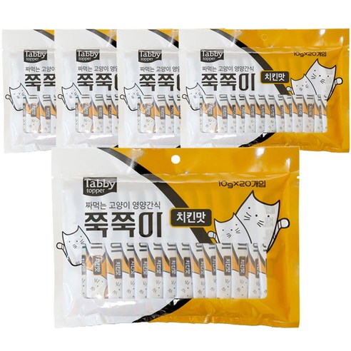 테비토퍼 고양이 쭉쭉이 짜먹는간식 20p, 치킨, 200g, 5개