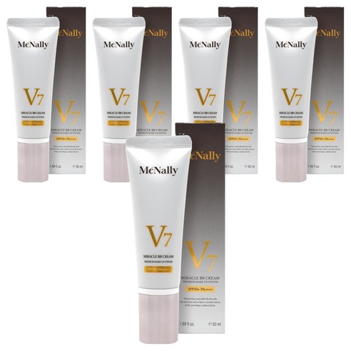 맥넬리 V7 미라클 비비 크림 SPF50+ PA++++, 혼합색상, 50ml, 5개