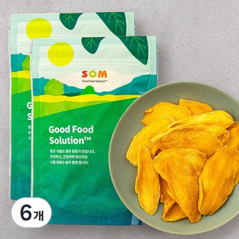 건조 망고 슬라이스, 200g, 6개