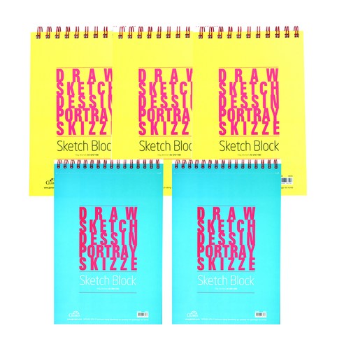 글로리아 스케치블럭 색상랜덤 105g x 5p, A5, 80매