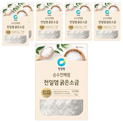청정원 천일염 굵은소금, 1kg, 6개