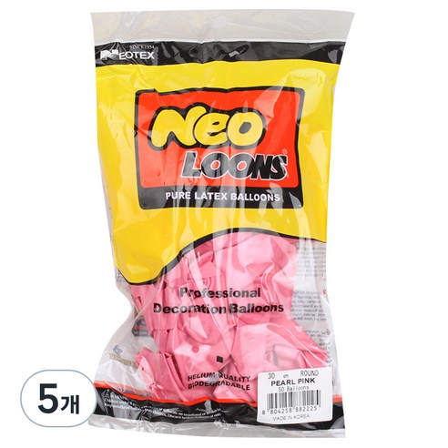 네오룬스 30cm 라운드풍선 50p, 펄 핑크, 5개