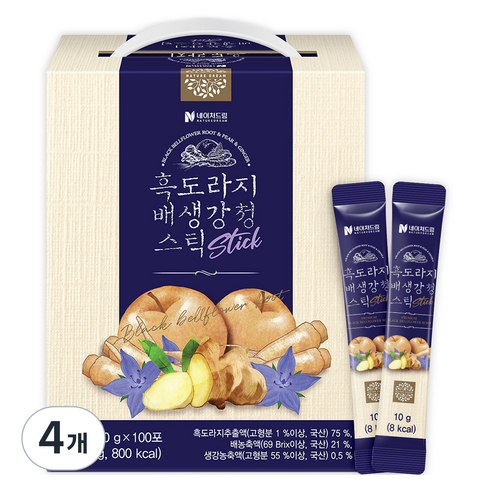 네이처드림 흑도라지 배 생강청 스틱 100p, 1kg, 4개