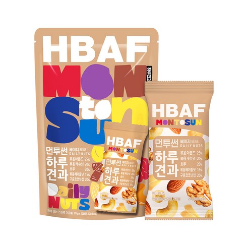 HBAF 먼투썬 하루견과 베이지 10p, 200g, 3개