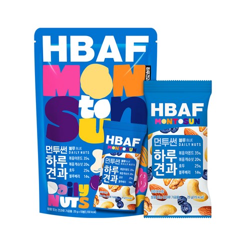 HBAF 바프 먼투썬 하루견과 블루, 200g, 5개