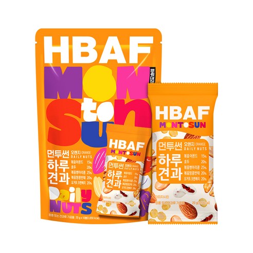 HBAF 먼투썬 하루견과 오렌지, 20g, 10개