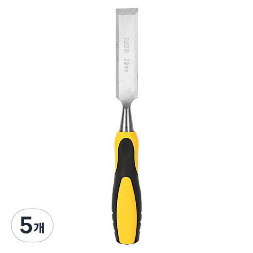 델리 툴즈 목공용 조각도 우드카빙 끌 블랙 + 옐로우 25 x 140 mm DL6201, 5개