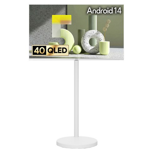 더함 FHD QLED 화이트에디션 돌비 AI 구글 5.0 IPS패널 스마트 TV + 오프 화이트 이동식 TV 스탠드 세트, 102cm(40인치), NA401QLED, 스탠드형, 고객직접설치