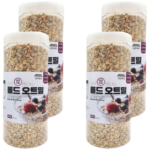 건강곡간 영양가득 롤드오트밀 통, 600g, 4개