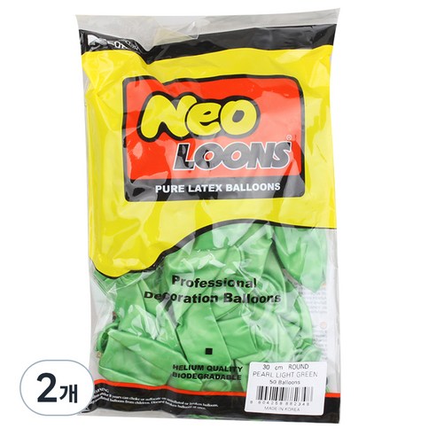 네오룬스 30 cm 라운드풍선 50p, 펄 라이트그린, 2개