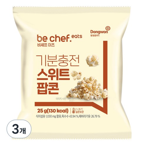 비셰프 이츠 기분충전 스위트 팝콘, 25g, 3개